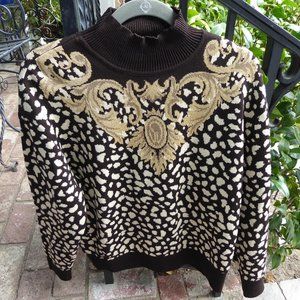 St. John by Marie Gray Leopard Print Sweater SzM